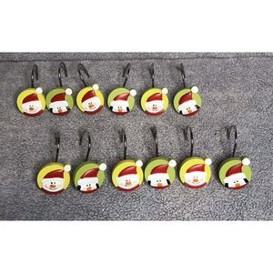 Set of 12 Santa Claus Penguin Christmas Holiday Shower Curtain Hooks